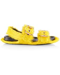 Marni Fussbett Two-buckle Calf Hair Sandals - Yellow