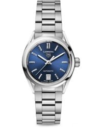 Tag Heuer Carrera Stainless Steel & Blue Dial Automatic 29mm Bracelet Watch - Metallic
