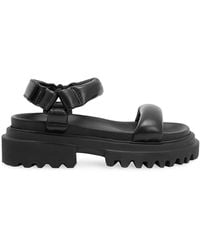 AllSaints Helium 55mm Leather Sandals in Black | Lyst