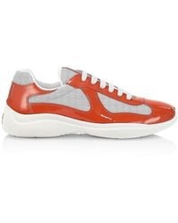 Prada America's Cup Patent Leather & Technical Fabric Sneakers - Blue
