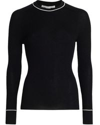 Veronica Beard Kinnie Ribbed Merino Wool Sweater - Black