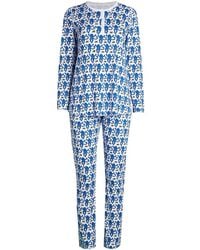 Roberta Roller Rabbit Monkey Print 2-piece Pajama Set - Blue