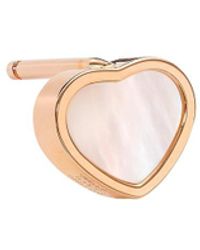 Chopard My Happy Hearts 18k Rose Gold & Mother-of-pearl Stud Earring - White
