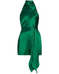 Amanda Uprichard Sandrine Silk Halter Dress in Green - Lyst