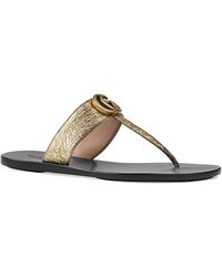 gucci leather thong sandal with double g
