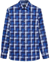 Bugatchi Check-print Woven Shirt - Blue