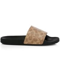 coach signature leather slides