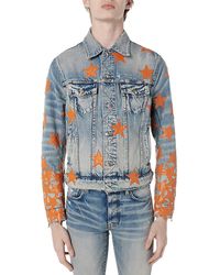 Amiri Denim Shearling Airbrush Trucker 