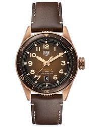 Tag Heuer Autavia Bronze, Titanium, & Leather Strap Watch - Brown