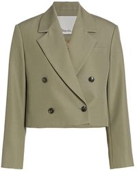 3.1 Phillip Lim Double-breasted Cropped Wool Jacket - Green