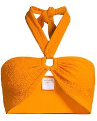 Revel Rey Shea Croc-effect Halter Top - Orange