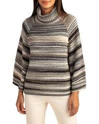 Trina Turk Orpheum Striped Cape-sleeve Sweater - Gray