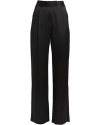 The Sei Pleated Satin Wide-leg Trousers in Brown | Lyst