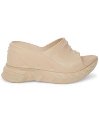Givenchy Womens Black Marshmallow Logo-embossed Rubber Wedge Mules 6 | ModeSens