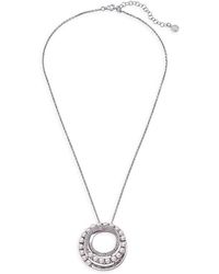 Majorica Sterling & 4mm White Organic Man-made Pearl Big Circle Pendant Necklace - Metallic