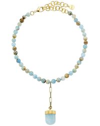 Nest 22k Gold-plated, Blue Calcite & Aquamarine Y Necklace - Natural