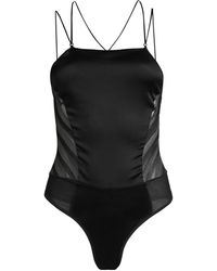 Kiki de Montparnasse Silky Lace-up Bodysuit - Black