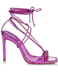 Schutz Vikki Lace-up Snake-embossed Stilettos - Purple