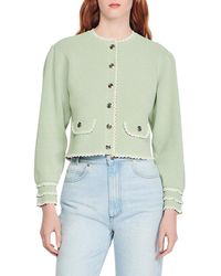 Sandro Cher Cropped Cardigan in Natural 
