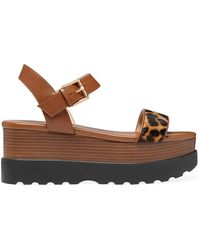 olympia leopard calf hair and leather trainer