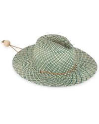 Loeffler Randall Wylie Natural/emerald Straw Hat in Green Womens Accessories Hats 