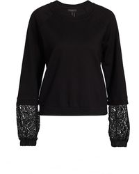Donna Karan Lace-trimmed Ponte Sweatshirt - Black