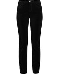 Emporio Armani Stretch Velvet Slim-fit Pants - Black