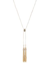 Alexis Bittar 10k Yellow Goldplated & Pyrite Crystal Chain Tassel Lariat Necklace