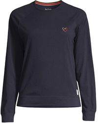 Paul Smith Heart-embroidered Jersey Top - Blue