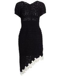 Frederick Anderson Floral-embellished Crochet Dress - Black