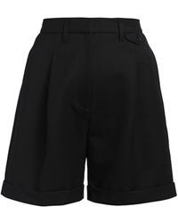 Anine Bing Pleated Wool Shorts - Black