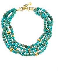 Nest 24k-gold-plated & Turquoise Magnesite Beaded Necklace - Green