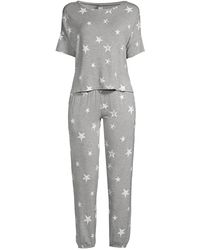 Honeydew Womens 2 Piece Pajama Set with Lace Details Pink/Grey 