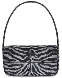 STAUD Tommy Zebra-stripe Beaded Shoulder Bag - Black