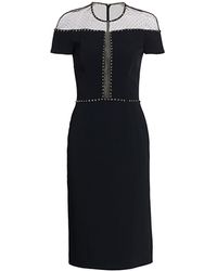 Jenny Packham Dora Studded Swiss-dot Mesh And Stretch-crepe Dress - Black
