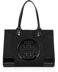 ella mini patent leather trimmed nylon tote