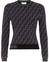 Fendi Ff Knit Pullover Sweater - Gray