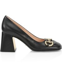 Gucci Leather Mid-heel Pump With Horsebit in Pink | Lyst