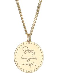 Zoe Chicco 14k Yellow Gold Stay In Your Magic Mantra Disc Pendant Necklace