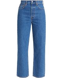 Levi's Ribcage Ripped High Waist Ankle Straight Leg Jeans in Blue | Lyst