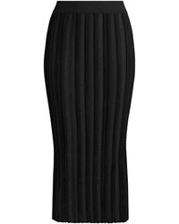 Emporio Armani Metallic Rib-knit Midi Skirt - Black