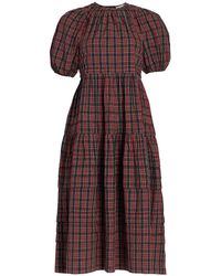 The Great The Foundry Tiered Plaid Dress - Brown