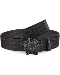versace black leather belt