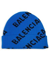 Balenciaga Wool All Over Logo Beanie in 
