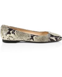 jimmy choo watson cap toe snakeskin embossed leather ballerina flats