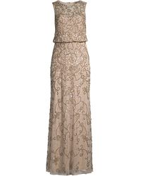 Aidan Mattox Cold - Shoulder Beaded Gown in Light Gold (Metallic) - Lyst