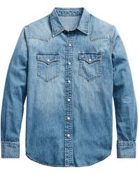Denim & Supply Ralph Lauren Denim Camo-sleeved Western Shirt in Blue for Men  - Lyst