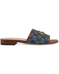 Ferragamo Quilted Denim Sandals in Blue - Save 34% - Lyst