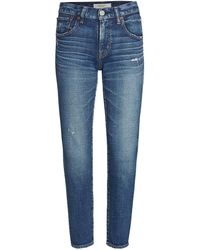Moussy Pritchard Distressed Stretch Skinny Ankle Jeans - Blue