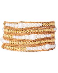 Chan Luu 18k Gold-plated & Pearl Leather Wrap Bracelet - Metallic